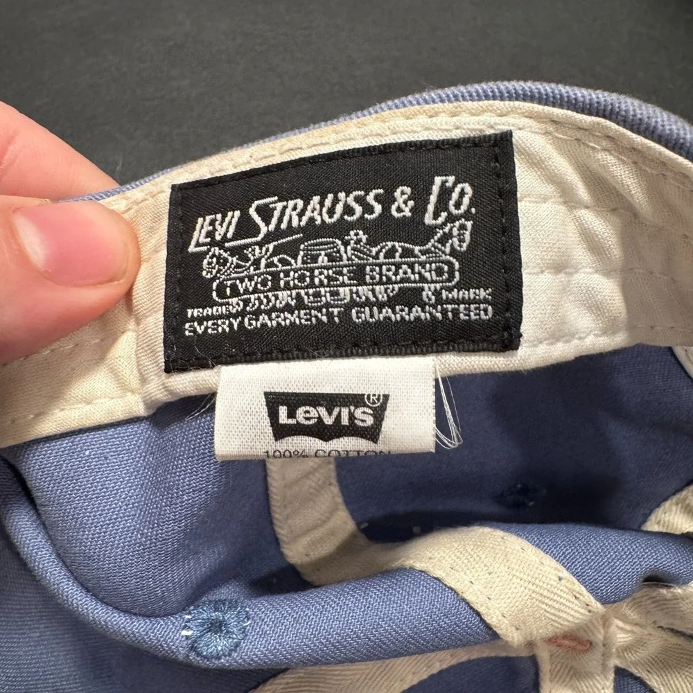 Levi's‎ Hat Cap Men OS Blue Solid Cotton Vintage Y2K Logo Spellout Streetwear
